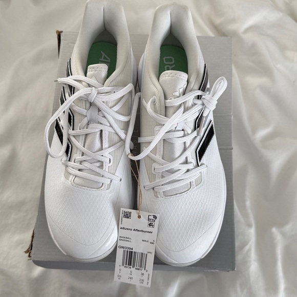 Adidas Adizero Afterburner 8 TPU White Cleats - Picture 2 of 3